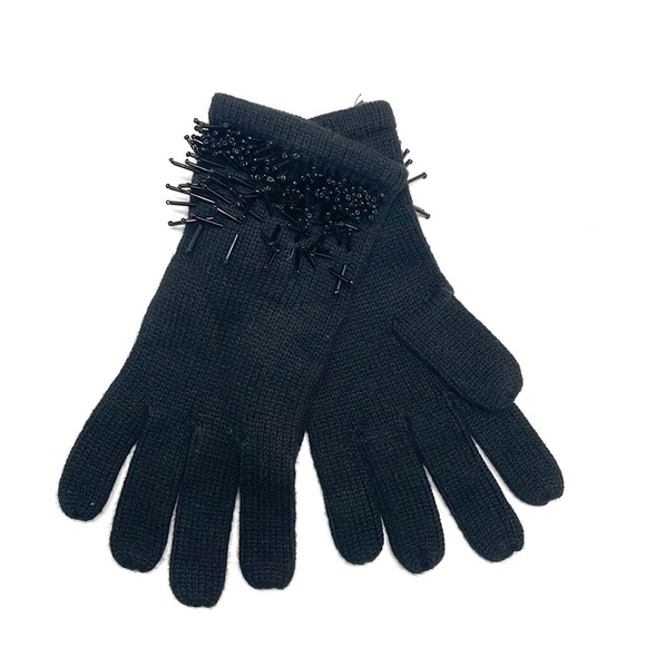 NWOT BCBGMAXAZRIA Black Beaded Gloves - Picture 2 of 4